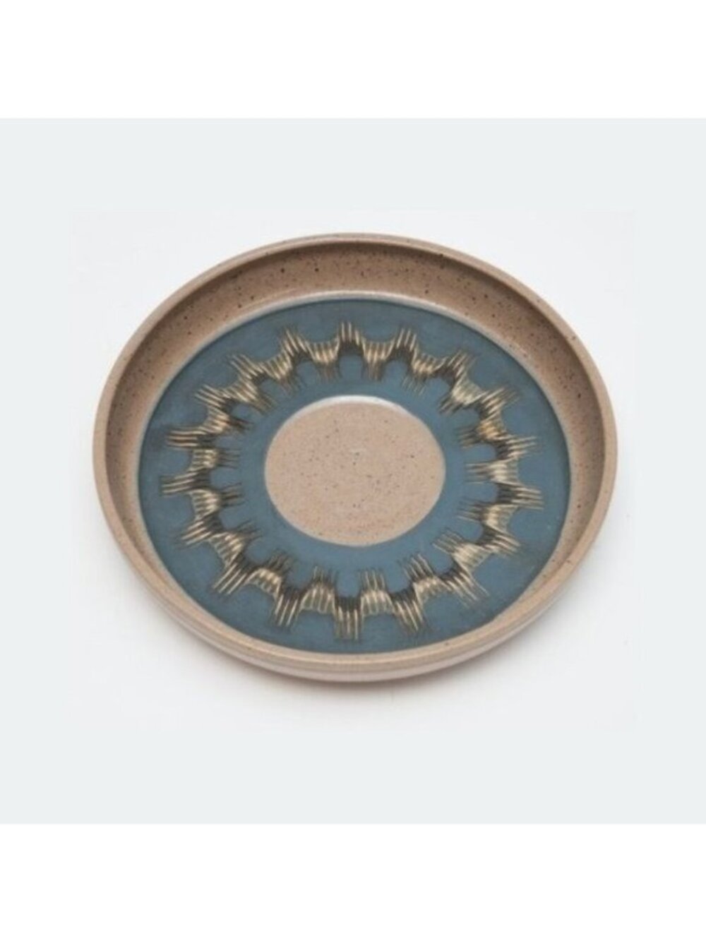 Vintage MCM Abstract Handcrafted Stoneware Studio Pottery Dish